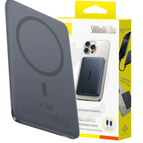 Baseus PicoGo AM41 Ultratenká magnetická power banka 5000mAh 20W Cosmic Black