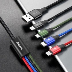 Baseus Fast 4-in-1 | 4v1 USB - 2x Lightning (iPhone) + Micro + Type-C 3,5A 1,2m kabel