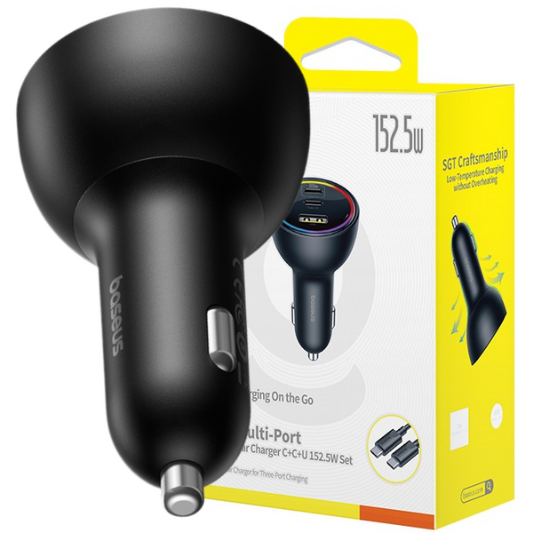 Baseus Multi-Port Fast Charge Autonabíječka C+C+U 152.5W Set Cluster Black