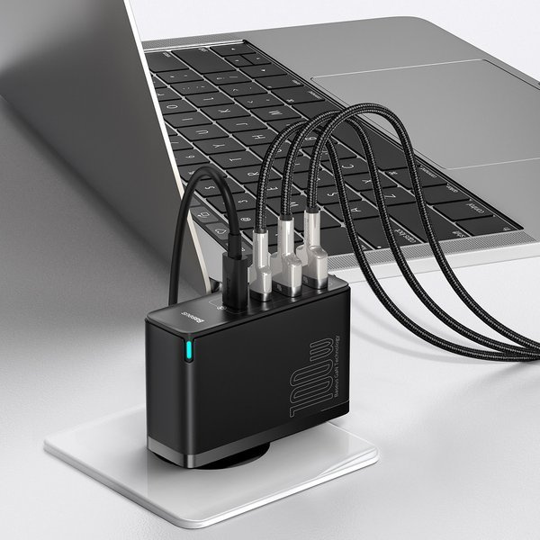Baseus GaN2 Pro | Napájecí nabíječka 4x USB USB-C QC 4.0 PD Huawei SCP Samsung AFC 100W + kabel