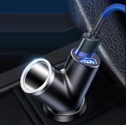 Baseus Y Type | Nabíječka do auta 2x USB 3,4A + zásuvka zapalovače cigaret 40W