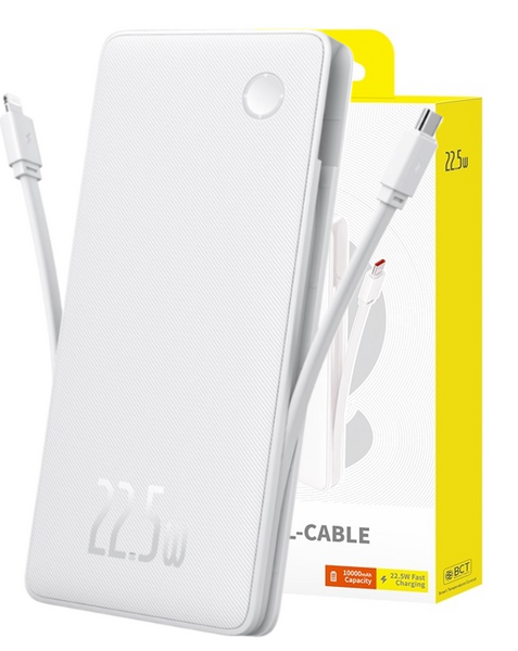 Baseus Airpow Lite Power Bank 10000mAh 22,5W s dvojitým kabelem Moon White